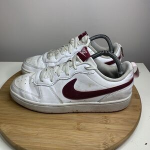 Nike Court Borough Low 2 GS Womens Size 8.5 Shoes White Dark Red BQ5448-120